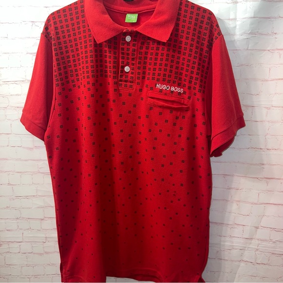 Hugo Boss Red Mens Polo Shirt Large